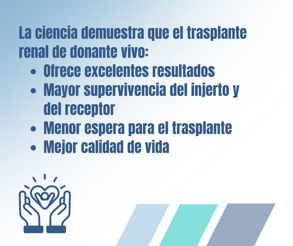 ONT_esp's tweet photo. 💙 La donación renal de vivo permite que una persona sana done voluntariamente uno de sus riñones.
📊 Este tipo de trasplante ofrece mejores resultados, mayor supervivencia del injerto y del receptor, menos tiempo de espera y una mejor calidad de vida.
#dejahuella https://t.co/qDDWaSyq4Q