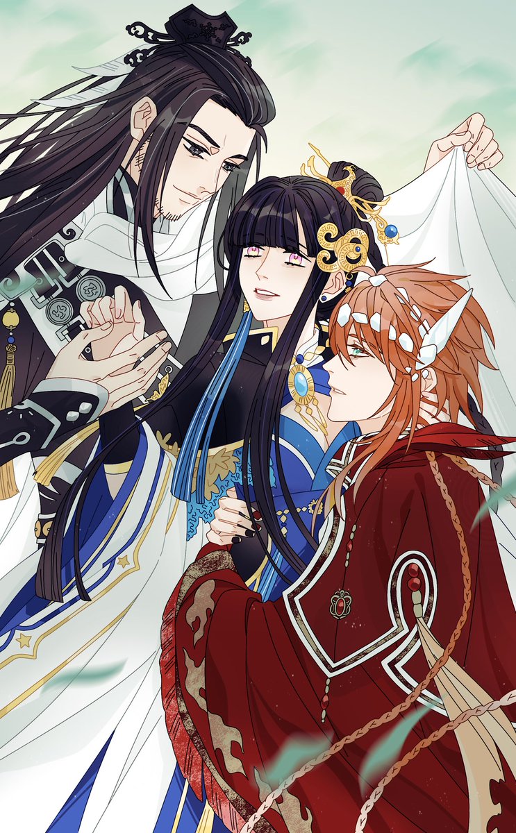 Kmiao6's tweet photo. 又在画我们西柚三人贴贴🍃

#サンファン #ThunderboltFantasy  #東離劍遊紀 #睦天命 #殤不患 #浪巫謠 #殤睦浪 https://t.co/vA3DEOslVb