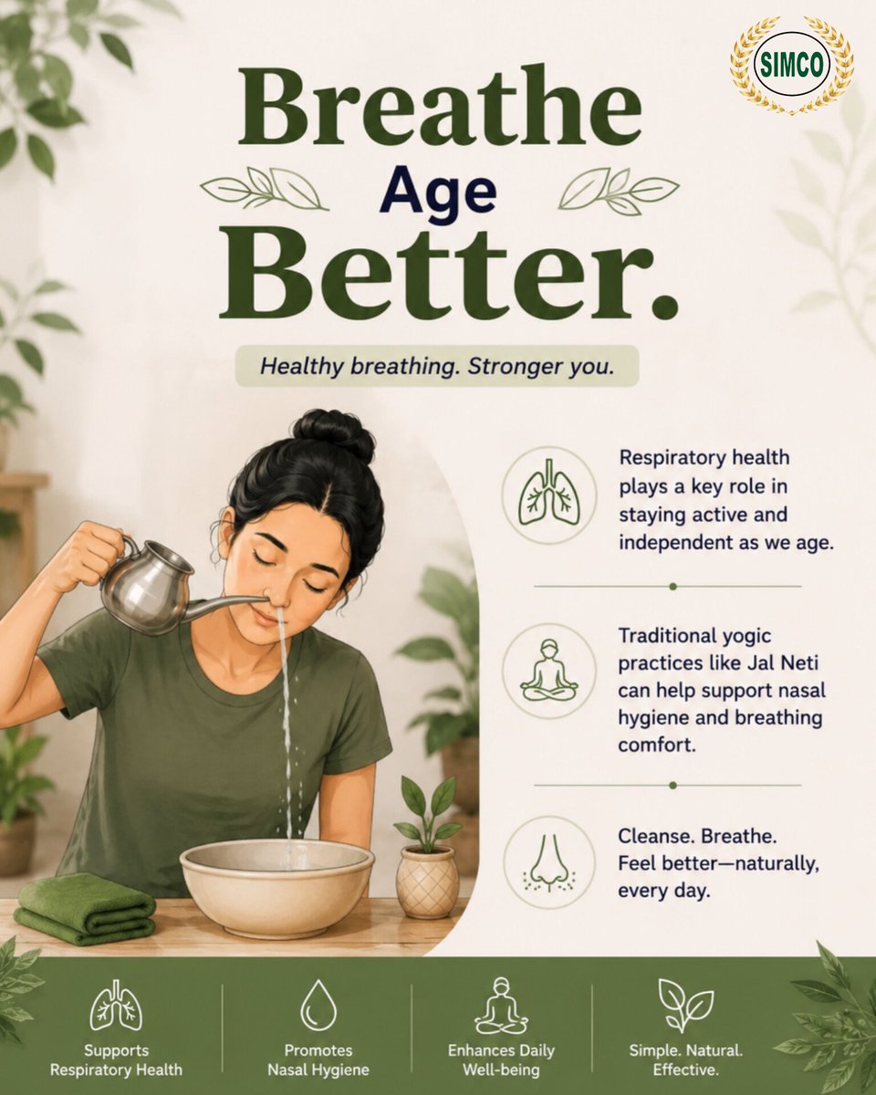 Simco_Agri's tweet photo. 👃🏼 Simple yogic cleansing practices like Jal Neti can help support nasal hygiene, improve breathing comfort, and promote overall well-being.

👩🏻‍⚕️ Dr. M.Dhivya, Siddha Doctor
🏥 Madurai SIMCO Ayush Hospital
📞 Contact Us: 8940911211

#JalNeti #Madurai #Simco #Ayush #Hospital https://t.co/11yP9F1Nqa