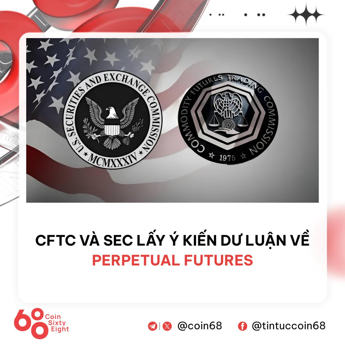 coin68's tweet photo. CFTC và SEC tiến hành lấy ý kiến công khai về perpetual futures sau khi CME khởi kiện, dấy lên tranh luận về sản phẩm này nên được xếp vào futures hay swap.

Chi tiết: https://t.co/l4BKf2OkSO https://t.co/q6totgGzPM