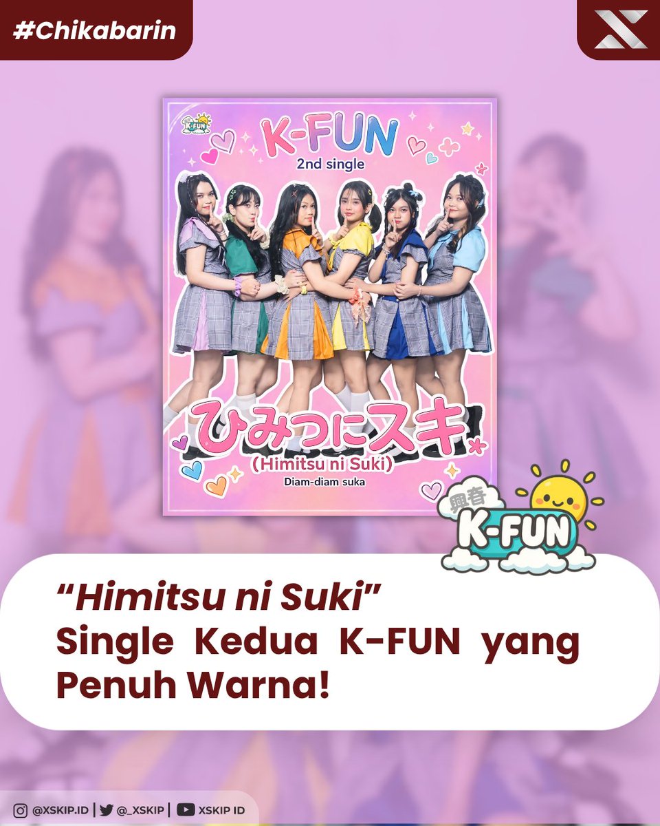 _Xskip's tweet photo. [ MEDIA PARTNER ]

Cinta yang searah memang menyebalkan! Tapi, apakah kamu akan terus menyimpannya sendirian?

K-Fun, idol grup berasal dari Makassar mengajak kamu untuk mendengarkan single kedua mereka yang berjudul "Himitsu ni Suki" atau Diam-Diam Suka! https://t.co/36OvJ2uxbj