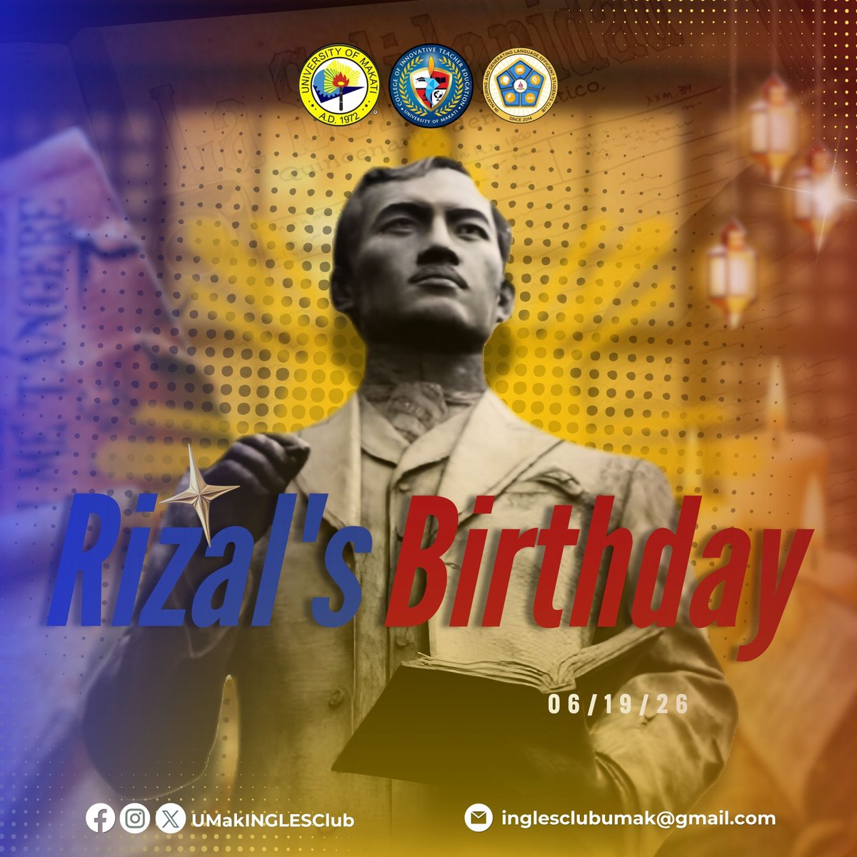 UMakINGLESClub's tweet photo. As future educators, may we honor his legacy not only through remembrance but also through our pursuit of 𝐭𝐫𝐮𝐭𝐡, 𝐞𝐱𝐜𝐞𝐥𝐥𝐞𝐧𝐜𝐞, 𝐚𝐧𝐝 𝐬𝐞𝐫𝐯𝐢𝐜𝐞 to society. 

𝐌𝐚𝐤𝐚𝐛𝐮𝐥𝐮𝐡𝐚𝐧𝐠 𝐀𝐫𝐚𝐰 𝐧𝐢 𝐑𝐢𝐳𝐚𝐥, 𝐈𝐍𝐆𝐋𝐄𝐒𝒉𝒆𝒓𝒐𝒏𝒔! 📜🕯️

#INGLESClub
#RizalDay https://t.co/dU5XelYOlU