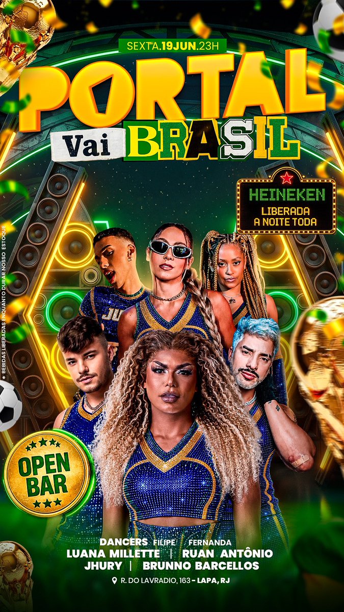 knowallace's tweet photo. 🇧🇷 SEXTOU no Portal! 🍻🔥
@portalrio_ 
Hoje é dia de PORTAL VAI BRASIL com 🍺 Heineken FREE a noite toda e clima de Copa! ⚽🇧🇷

🔗 Lista: https://t.co/0qCAexWv64

🎟️ Antecipado:
https://t.co/wKuZjEqzGo
💸 Cupom: WALLACE5 https://t.co/eGlqAZlBPq
