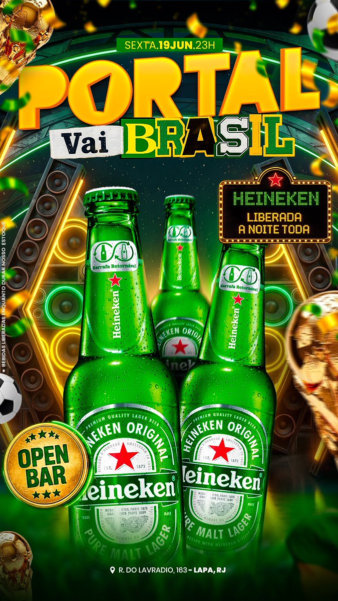 knowallace's tweet photo. 🇧🇷 SEXTOU no Portal! 🍻🔥
@portalrio_ 
Hoje é dia de PORTAL VAI BRASIL com 🍺 Heineken FREE a noite toda e clima de Copa! ⚽🇧🇷

🔗 Lista: https://t.co/0qCAexWv64

🎟️ Antecipado:
https://t.co/wKuZjEqzGo
💸 Cupom: WALLACE5 https://t.co/eGlqAZlBPq