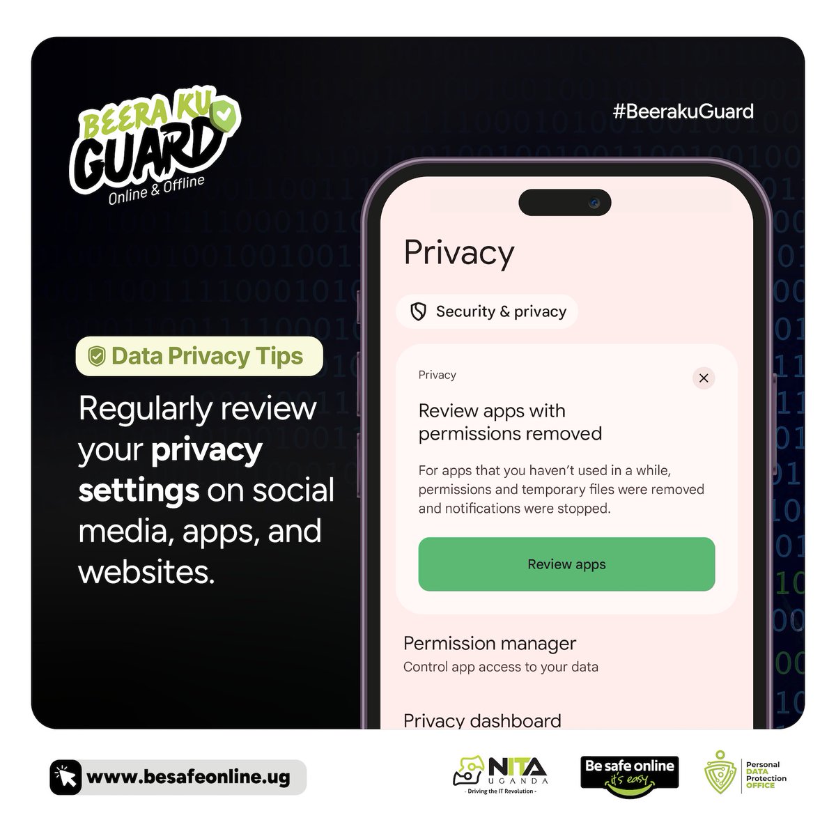 pdpoUG's tweet photo. #WekeendPrivacyChallenge

Take 60 seconds today to review your app permissions.
Which apps can access your;
📍 Location
📷 Camera
👥 Contacts

Do they really need that access?
A quick privacy check can help you make informed choices about the personal data you share.

A happy weekend!
#PersonalDataisPrivate #DataPrivacyUG