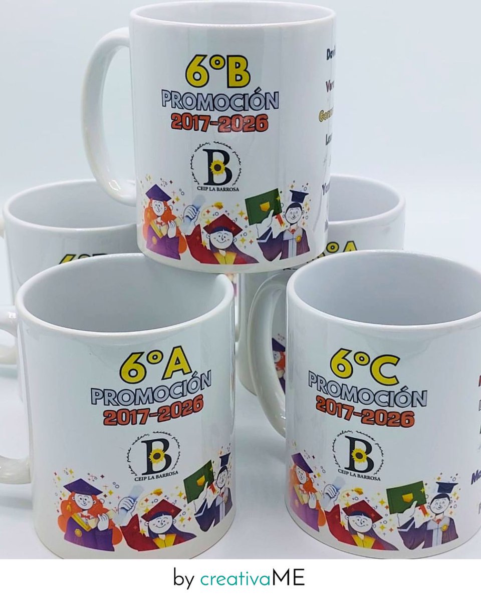 creativaME_'s tweet photo. Una etapa que termina, un recuerdo que se queda para siempre
En @creativaME_ hemos tenido el honor de diseñar y plasmar en estas tazas un recuerdo súper especial para los alumnos de 6º del CEIP La Barrosa
¡Enhorabuena a todos los graduados y mucho éxito en vuestra nueva etapa! https://t.co/W8aA5K1zrv