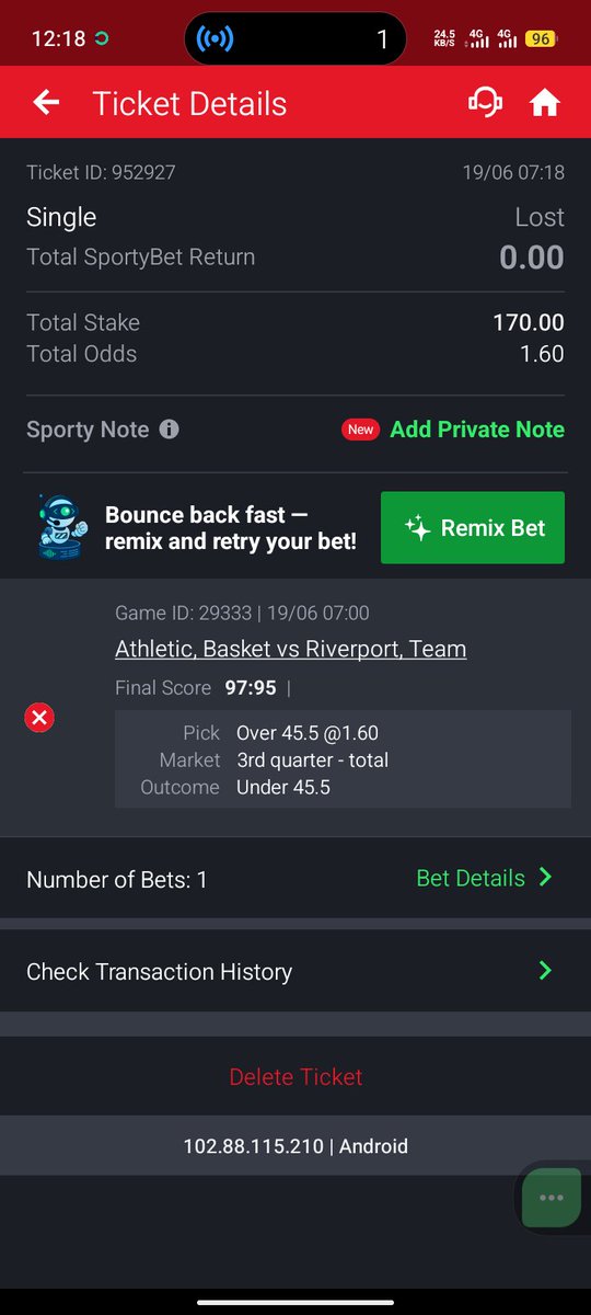 KesterEfi's tweet photo. @SportyBet @SportyBetNG 
Pls settle this ticket why mark as loss. https://t.co/GSjI1oaNXa