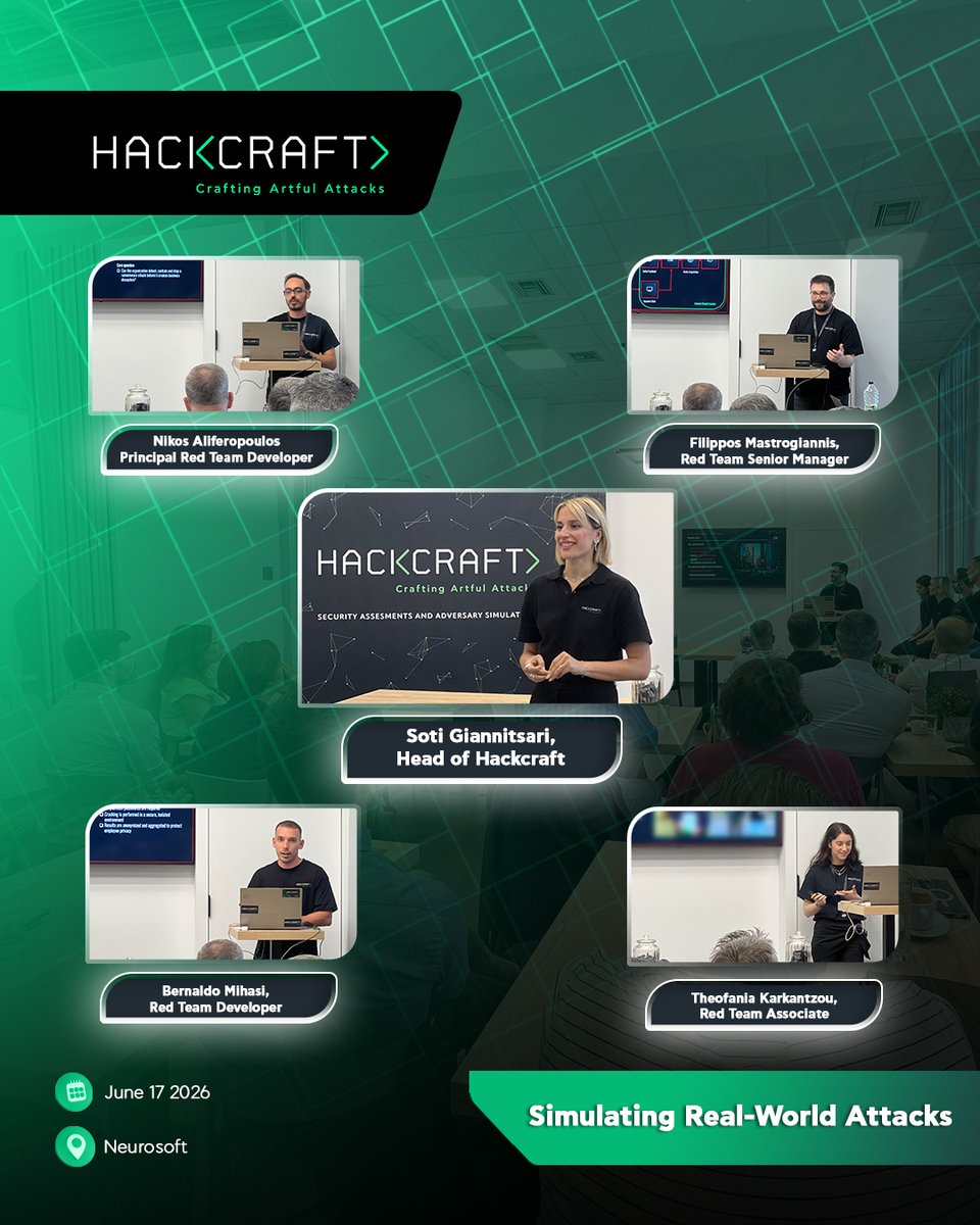 Hackcraft_labs's tweet photo. Insights from our recent exclusive event, “Building Cyber Resilience: Adversary Simulation Services for Modern Organizations”.

Effective #OffensiveSecurity goes beyond identifying vulnerabilities. It combines:

🟢 Security Assessments
🔴 Adversary Simulations https://t.co/Jz8kA8BzlM