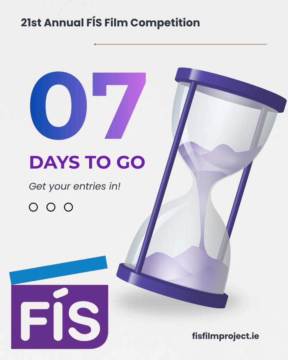 FisFilm's tweet photo. 🎬 Just 7 days left to enter the FÍS Film Competition!
Have your students been developing a story, creating characters, or bringing ideas to life on screen? Now is the time to submit your film.⏰Enter on: https://t.co/l9Qy6QXBgV
#FÍSFilmProject #FilmInEducation #CreativeLearning https://t.co/JBrFmlZWUh