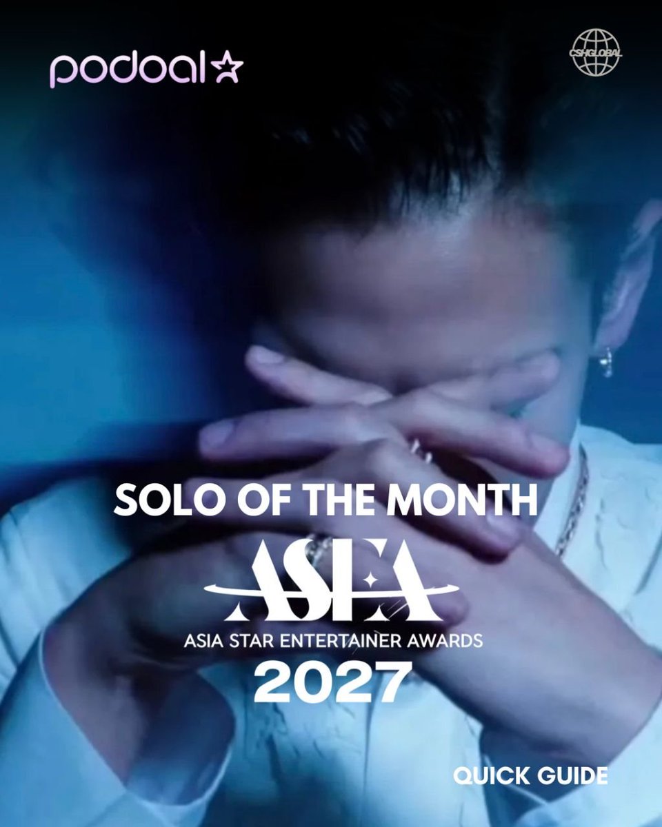 CSHGLOBAL's tweet photo. [VOTING] 260619

❗️Reminder: TOP is nominated for SOLO of the MONTH for ASEA 2027! Voting is open until  11:59pm KST on June 30 — you can vote for him on both the mubeat and PODOAL apps. Here are some quick guides we made to show how to place your votes on both apps 👀

1. Download the mubeat and PODOAL apps 
2. Create an account
3. Click on the ASEA 2027 banners on the home page and then choose 'Solo of the Month'
4. Scroll until you find T.O.P and select
5. You can watch ads, complete missions, or play games to get free tickets (mubeat)/jelly (PODOAL) OR purchase star beats/jelly that you can use to get a voting ticket. 

Vote on mubeat:
🔗 https://t.co/Xco2KWIqM9

Vote on PODOAL:
🔗 https://t.co/0i8OskxJ7r

Scores combine vote percentages from PODOAL and mubeat at a 1:1 ratio. Ex) PODOAL 55% + mubeat 32% = 87 points.

@topspot_pic @topsx_jp_ofc

#CHOISEUNGHYUN #탑 #최승현 #T_O_P #ANOTHER_DIMENSION