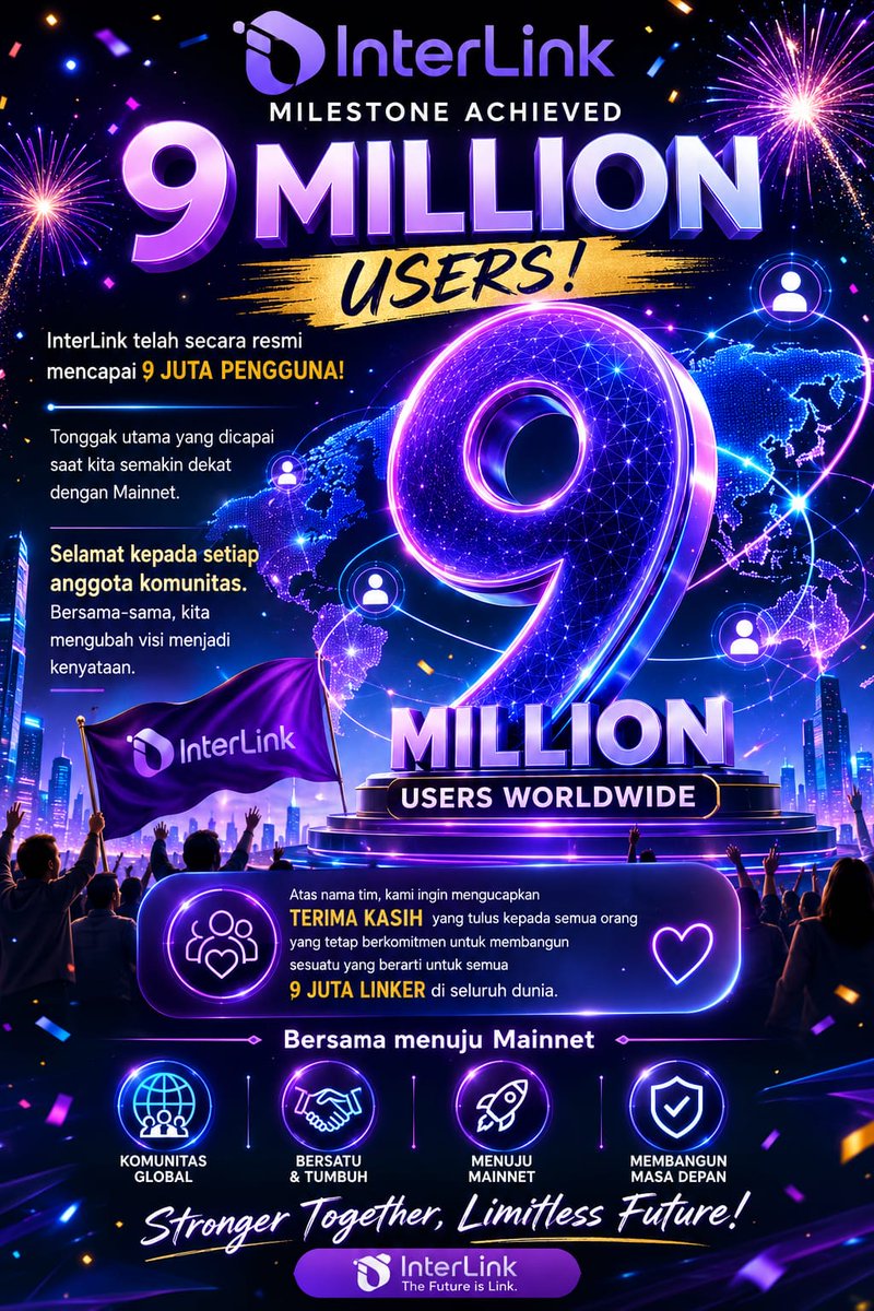 IdrisRidwa60405's tweet photo. InterLink #InterLinkNetwork #9MillionUsers #9JutaPengguna #9MillionLinkers #RoadToMainnet #FutureIsLink #Web3 #Blockchain #DigitalInnovation #GlobalCommunity #StrongerTogether #LimitlessFuture #ITLG #InterLinkCommunity 🚀🌍💜 https://t.co/dabZlpjJDB