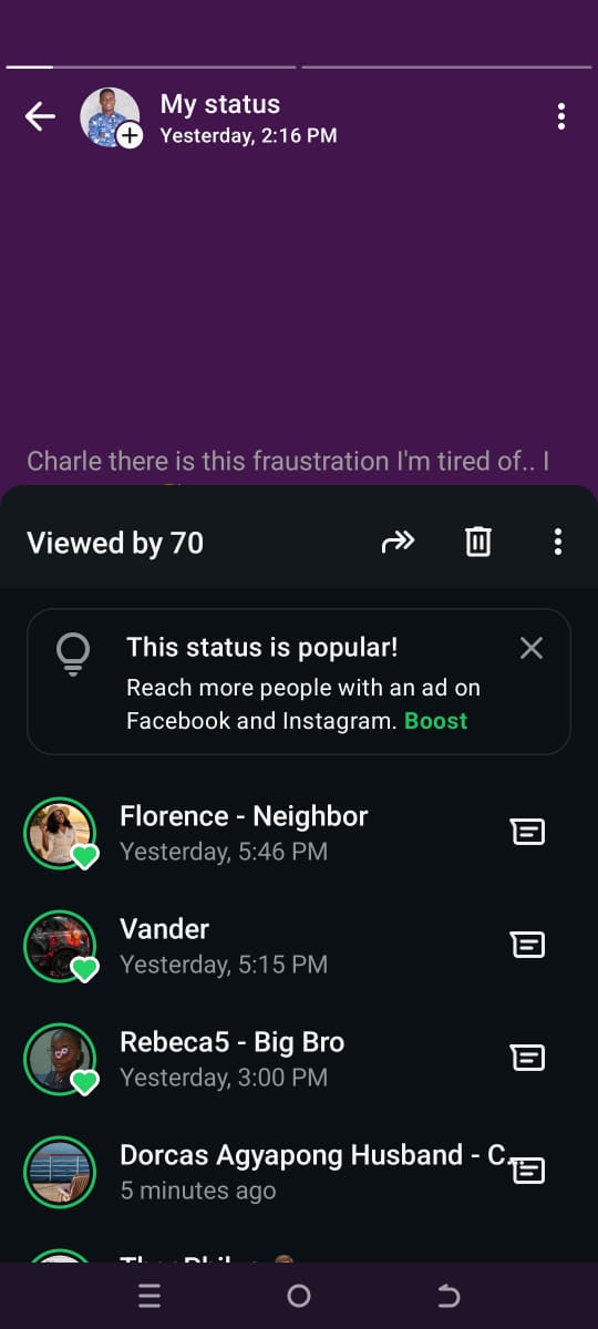 profoj_'s tweet photo. Next is to get some validation. 
But why do I need validation for my own pain?😅

Well "The one who asks questions doesn't lose his way" 🤔
You will either get help or be  motivated.  

The first question is asking : Who are the ideal people who face this pain and where do they hangout?  

For this case, this is a pretty general group so I asked the question where they mostly hangout.  

📷My status : 70 views, a few likes, 10+ people reached out to suggest a solution / confirm that this happens to them too..  

👉A whatsapp group : A few likes that started a long conversation on potential features a better app could have. As well as other existing alternatives - tho none solved the problem

📷X community : In less than 5 mins of posting I got some good nudges at the need for a better solution.  

So yeah, "the desire for a better contacts app" is clear.  

Now I'll brainstorm, consolidate and refine suggested features, then prototype.
