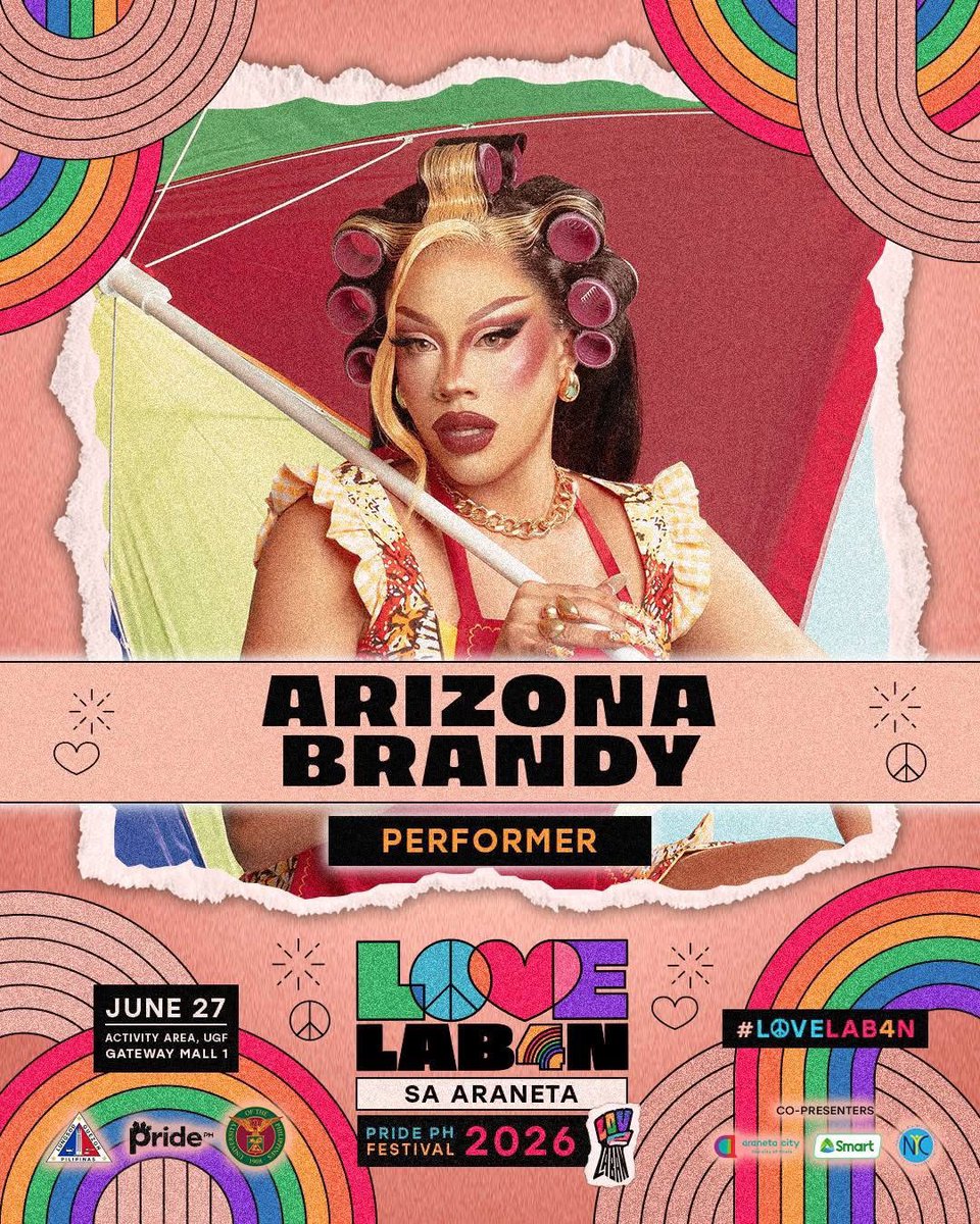 DragScenePH's tweet photo. 🚨 THE #LOVELAB4N ENERGY IS HEADING TO ARANETA TOO! GO NA SA THE CITY OF FIRSTS! 🚨

​Mga mhie, puksaan din ng talent here! Extended ang energy at saya papunta sa Araneta! Handa na rin silang magpasiklab sa entablado para sa ating pambansang rampa! 🏳️‍🌈⚡✨

​📍 WHERE TO GO:
Ang ating entablado ay matatagpuan sa Activity Area, Upper Ground Floor, Gateway Mall 1!
​
​🎤 THE PERFORMERS:
Arizona Brandy
Deja
Xitrina
Bb Manika
Hara Sea Queens (Empy Radora, Goddess Athena, Martha Amethyst)
Sexy Wanda

​#LoveLaban #PridePH #AranetaPride #LOVELAB4NsaARANETA #OnePridePH