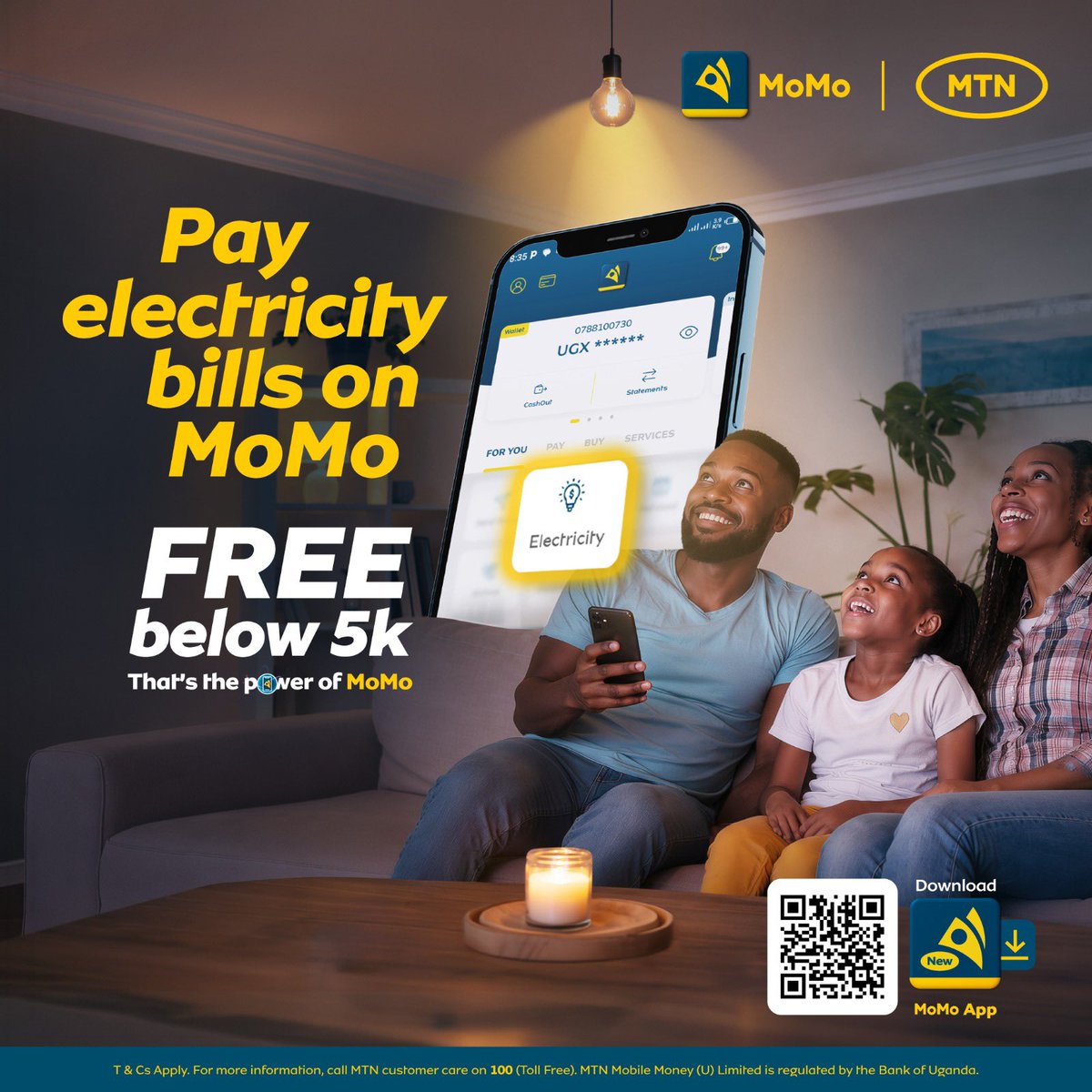 tinah982's tweet photo. Take care of the basics without extra fees.

Use the MoMo App to pay your water or power bills. Bills under 5K come with zero charges.

#MoMoPower https://t.co/tleRVqd19N