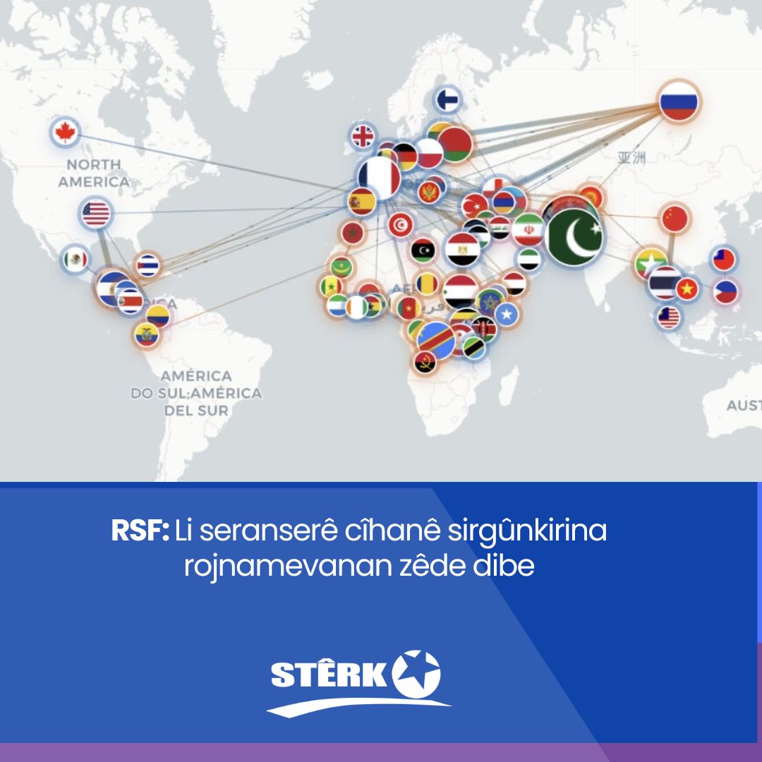 sterktv2026's tweet photo. 🚩Rojnamevanên Sînornenas (RFS) beriya 20'ê Hezîranê Roja Penaberan a Navneteweyî raporek weşand û diyar kir ku di nava pênc salên dawî de welatên ku rojnamevan neçar man ku jê birevin bi du qatî zêde bûne.

#FreedomForPress #RFS https://t.co/ei5lD4xDf1