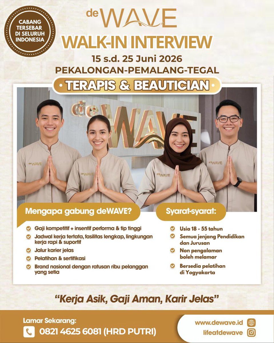 disnakerpml's tweet photo. 📢 Hallo Rekanaker, 

Mimin kasih info loker nih bagi yang berminat silahkan bisa  menghubungi ke Contact Person yang tersedia ya. 

💼 Raih kesempatan kerja dan wujudkan karier impianmu sekarang juga! 

📌Jangan sampai ketinggalan, yuk segera daftar! https://t.co/cbrf5Owk2p