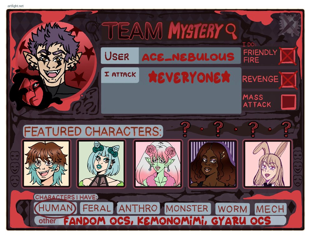 GalacticAce's tweet photo. I'm Joining Team Mystery ^^
https://t.co/hv4Uv8usYY
#artfight #artfight2026 https://t.co/7nmqIbeJFr