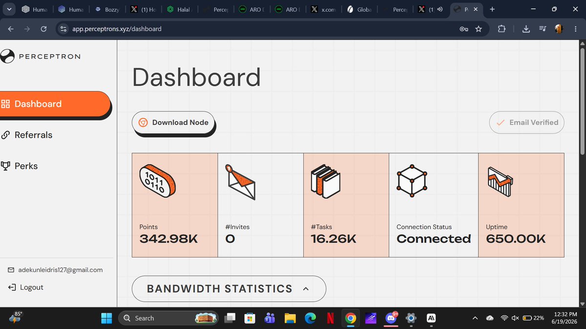 Drizylo's tweet photo. My Node Dashboard is live and the metrics don't lie Running a @PerceptronNTWK node means I'm not just watching the AI revolution  I'm powering it. Every bit of idle bandwidth I contribute is feeding real AI training data and stacking real rewards.

#NodeAndProud https://t.co/q82UOTQ46r