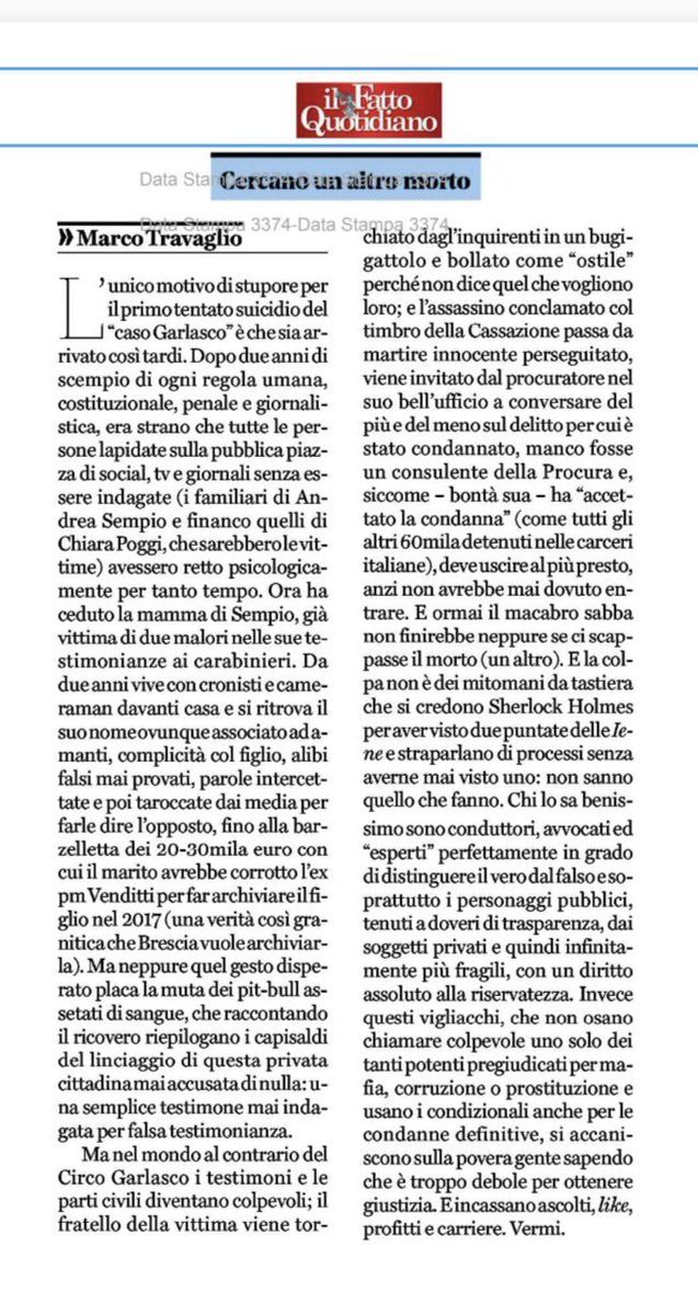 MarcoGiuliani3's tweet photo. Perfetto. #Garlasco #ilfattoquotidiano #travaglio https://t.co/EHlBMcw502