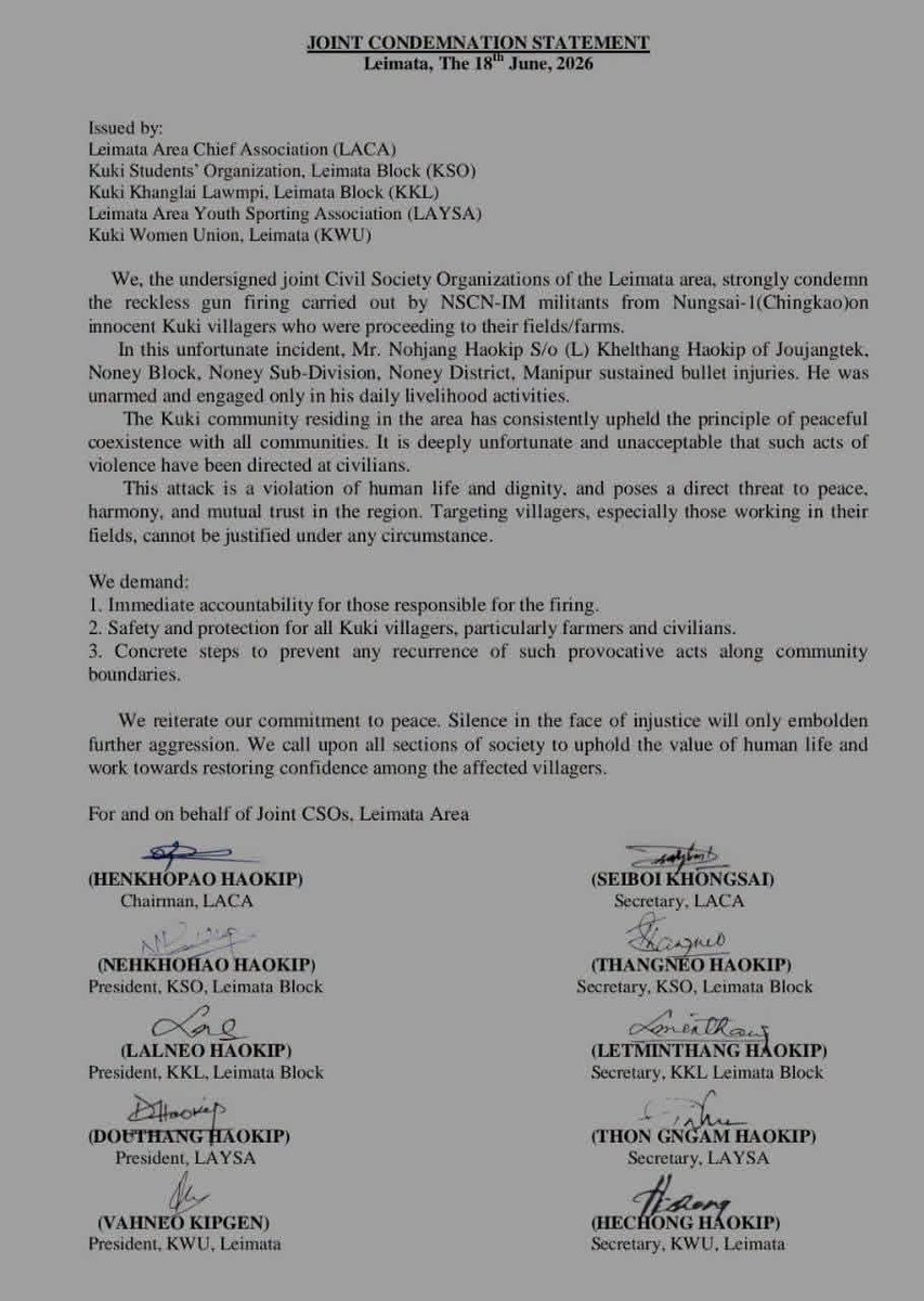 JangminTouthan1's tweet photo. 'Twas the NSCN-IM &amp; its proxy ZUF(K)  who attacked   Joujangtek  villagers ystrday, injuring one.Despite making an attempt to arrest the perpetrators in Naga areas,  proecting the victims, central forces r seen leading/protecting  the perpetrators on their way  Noney-Imphal https://t.co/2izT0FAg9q