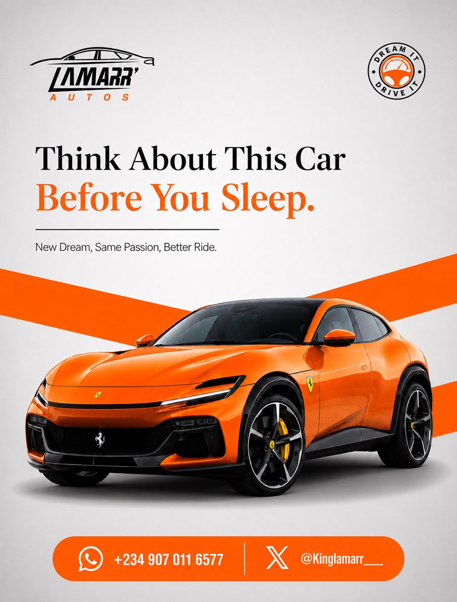 Greel0's tweet photo. @Kinglamarr___ Sir Lamarr
Good morning. I hope this finds you in good faith. I’m a graphic designer and web developer. I designed a creative for your brand. I admire your work and will someday purchase a vehicle or more from you. I also left you a dm @Kinglamarr___ https://t.co/UeABMzUvmR