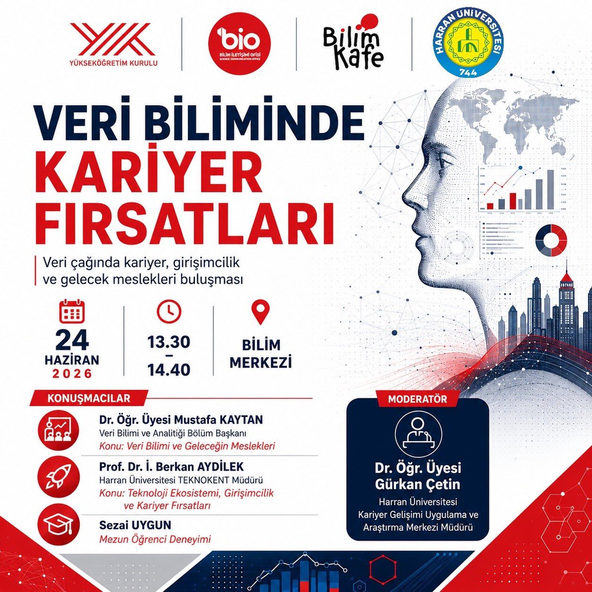 hrumedya's tweet photo. Bilim Kafe etkinliklerimiz başlıyor.

Üniversitemiz bünyesinde gerçekleştirilecek bu etkinlik serisinde, alanında uzman kişiler tarafından bilimsel ve güncel konular ele alınacaktır.
“Veri Biliminde Kariyer Fırsatları” temalı ilk etkinliğimize tüm lise öğrencilerimiz ve kıymetli velileri davetlidir. 📊

🗓 24 Haziran 2026
🕒 13:30
📍 Bilim Merkezi