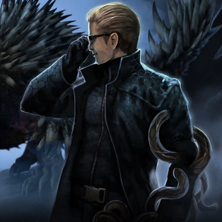 pinkutero's tweet photo. i love how they drew wesker for teppen he looks adorable https://t.co/8ckEQzJHIH