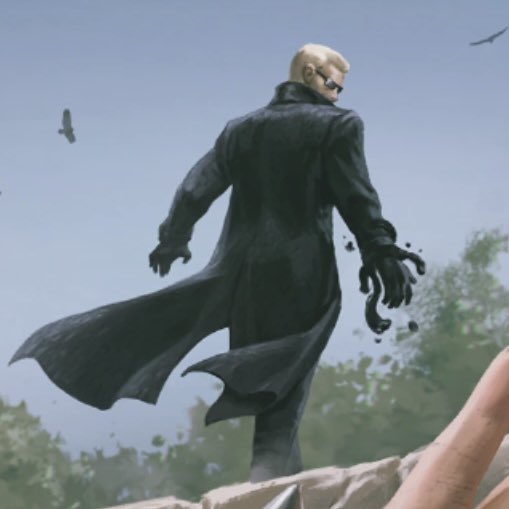 pinkutero's tweet photo. i love how they drew wesker for teppen he looks adorable https://t.co/8ckEQzJHIH