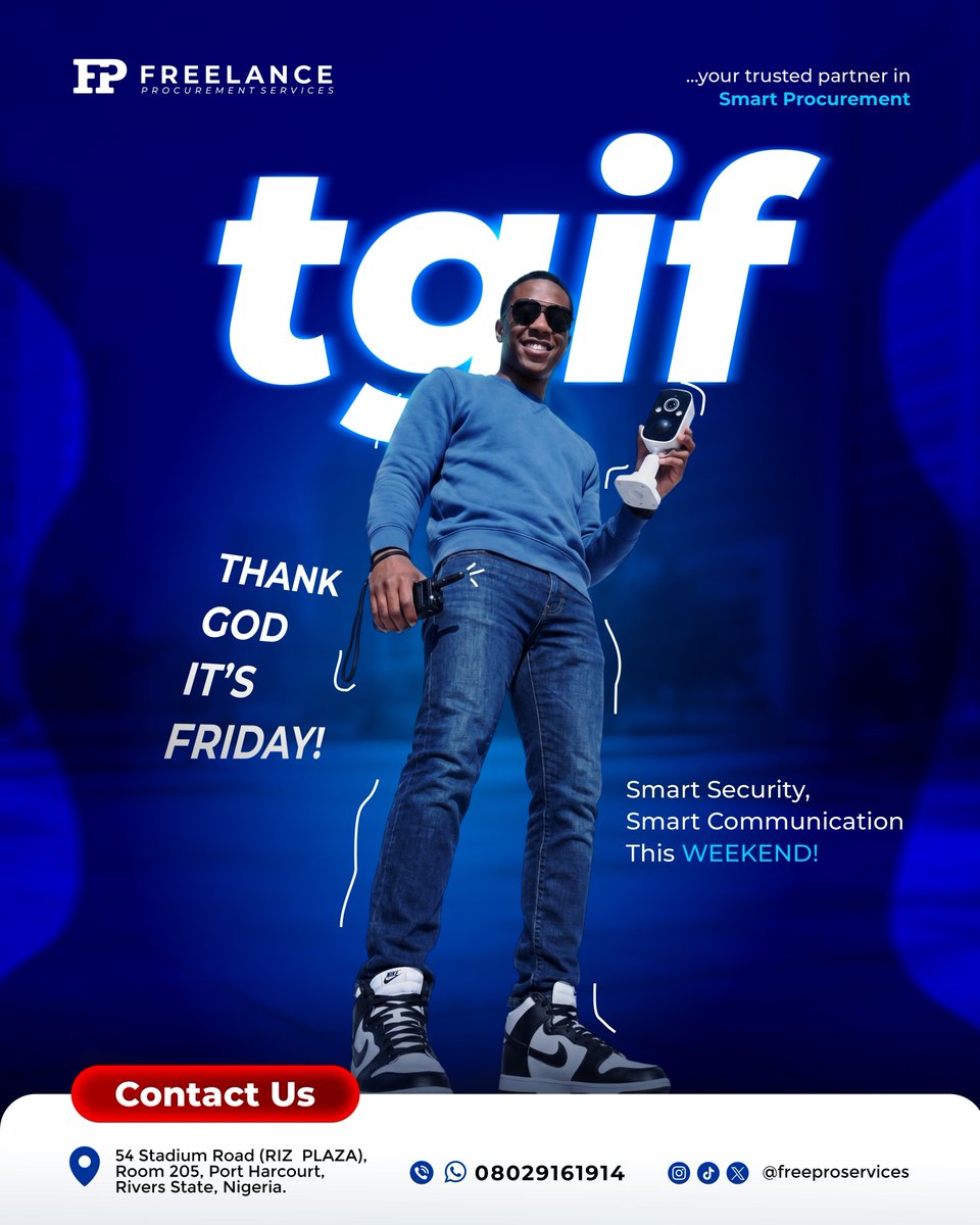 freeproservices's tweet photo. Enjoy Smart Security and Communication this Weekend.

Contact us today!
📞 Call or WhatsApp: 08029161914
📩 Email: freelanceproserv@gmail.com

#freelanceprocurementservices
#tgıf https://t.co/LWAUZi7YXY