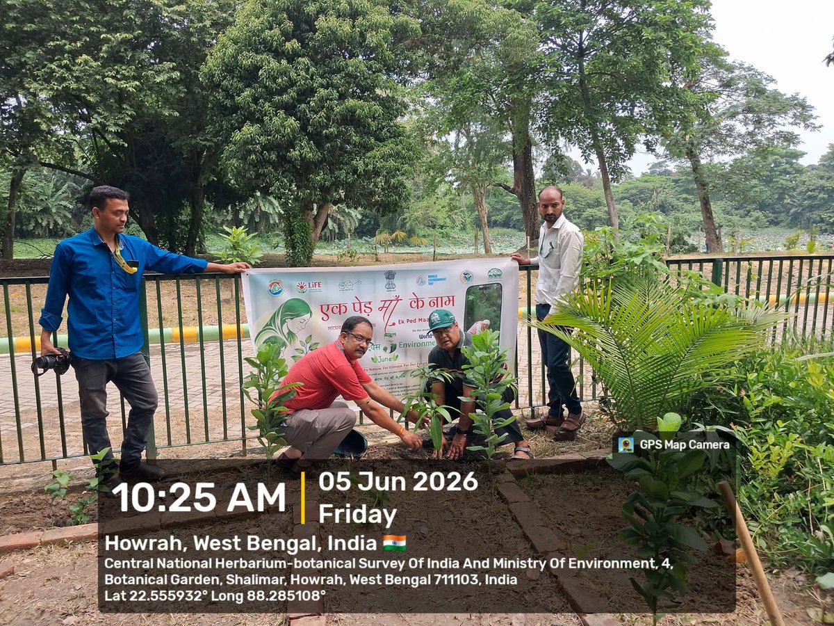 EnvisBsi's tweet photo. Central National Herbarium, Central Botanical Laboratory and BSI-EIACP PC-RP Howrah organized the “Ek Ped Maa Ke Naam�� campaign to celebrate ‘World Environment Day 2026’ on 05.06.2026. https://t.co/iggVkipV1Y