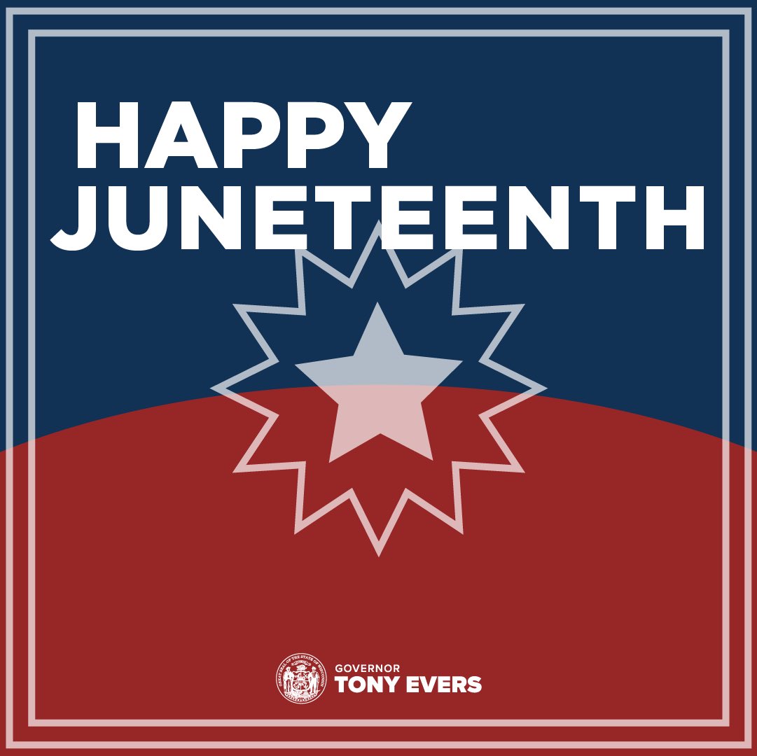 A graphic of the Juneteenth flag that says “Happy Juneteenth”