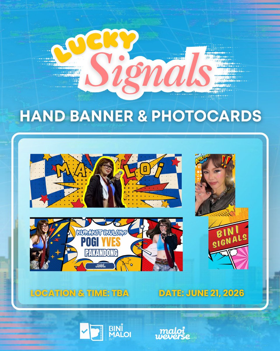 maloivotingteam's tweet photo. Luckies and Blooms!
The Lucky Signals are getting stronger... and that means MORE FREEBIES are coming your way! 🎁✨
Don't miss your chance to snag some exciting hand banners and photocards—make sure to stay tuned and keep an eye on our updates! 👀🌸
📅 Day 1 & 2, June 20–21, 2026
📣 Follow @bini_maloi, @maloivotingteam, @maloi_weverse
📍Giveaway location and time will be announced soon, so stay alert and watch out for the next signal! 🚨
See you there, Luckies & Blooms! ✨
#LuckySignalsProject #BINI_Maloi