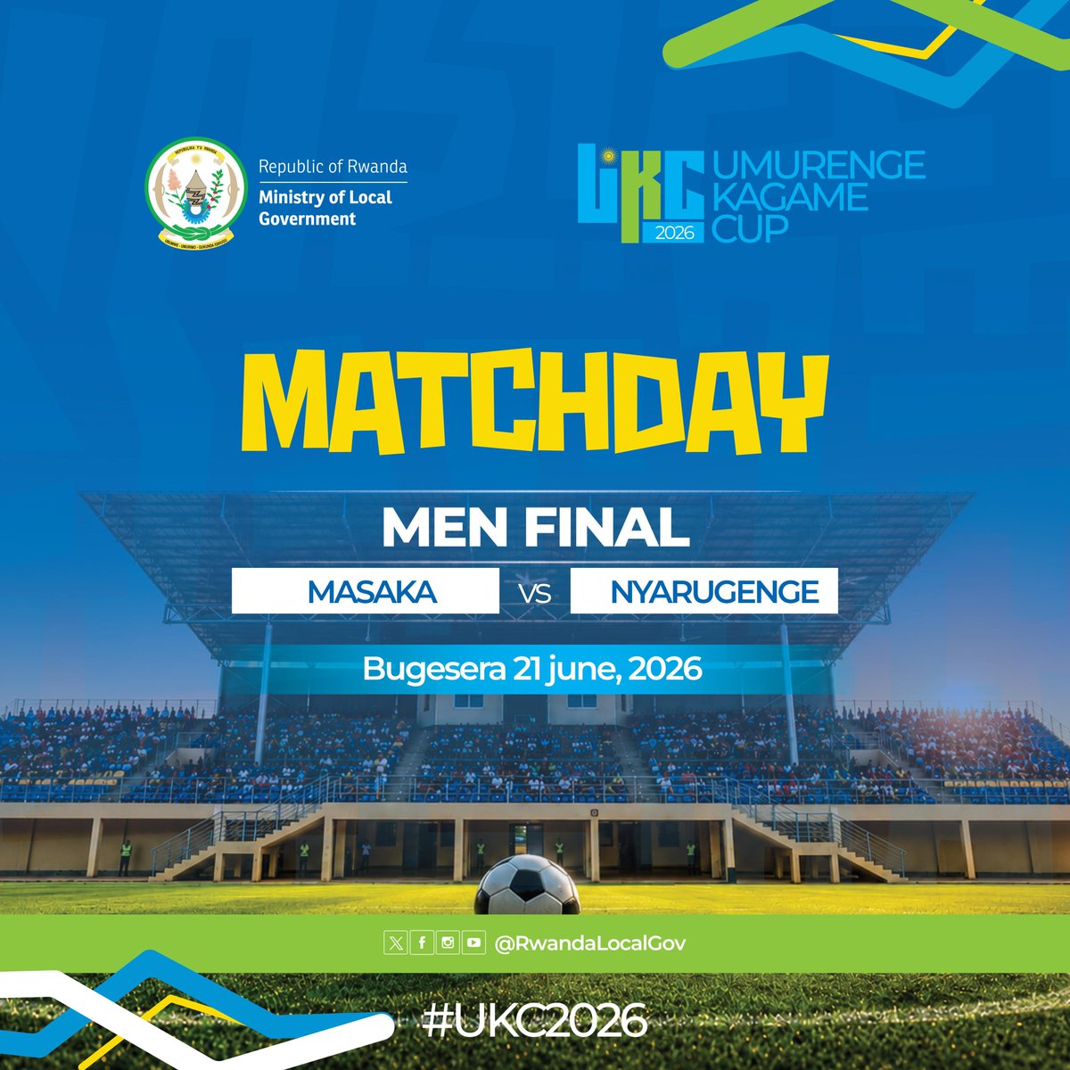 RwandaYouthArts's tweet photo. 🛑Tubararikiye kuzitabira imikino ya nyuma y’amarushanwa Umurenge Kagame Cup izabera kuri Sitade ya Bugesera ku wa 20-21.06.2026. By'umwihariko ku Cyumweru muzataramirwa n'Umuhanzi Juno Kizigenza ari kumwe na DEELEX The DJ. #UKC2026 https://t.co/c4XYqIsLck