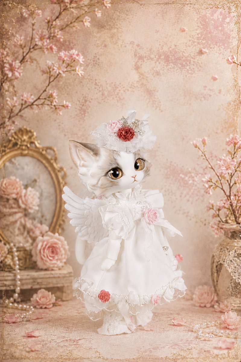 DOLKSTATION's tweet photo. 【お知らせ】
nova-dollより、期間限定の猫天使『Lumina White angel Ver.』が降臨！

➡️ https://t.co/QjCrfK9oQu

ヘッドドレスが2種付属する豪華仕様。NOVAによる美しい限定メイクをはじめ、写真通りお迎えできるフルセットです♪

受注期間は、7/6(月)まで。愛らしい猫天使をお見逃しなく♪ https://t.co/1BpRSnkGBB