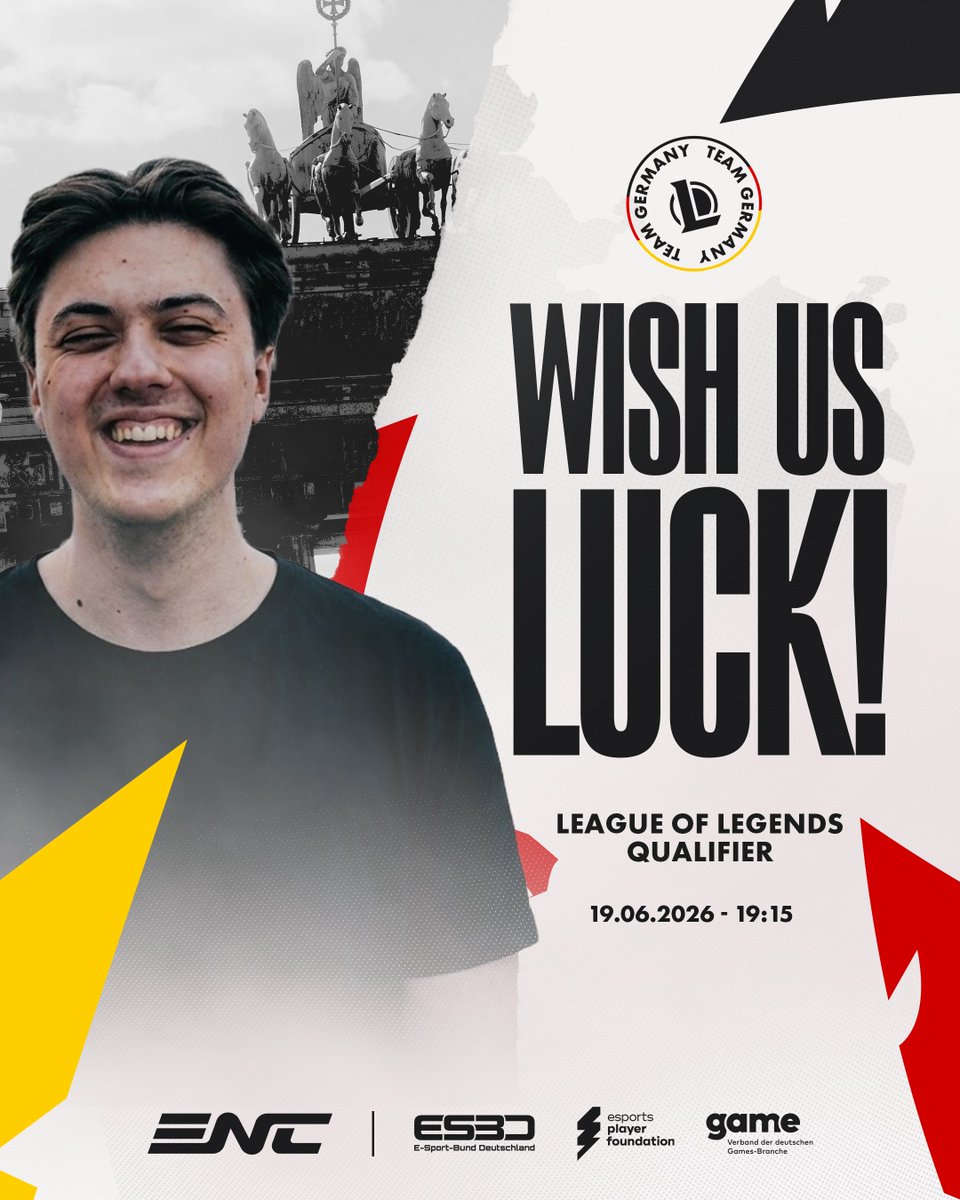 TeamGER_Esports's tweet photo. Heute Abend startet Team Germany in den @LoLGermany-Qualifier für den @ENC_EN 2026 🇩🇪

Ab ~19:15 Uhr gegen Team Irland oder Team Norwegen.

📺Live bei @Obsess__ - https://t.co/P9e9JHSwR4 https://t.co/yb5o1Nydim