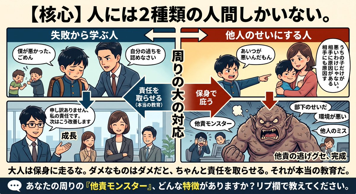 teaching_dragon's tweet photo. 【異常】学校が「いじめ対策をやっています」と言いながら、実際は何も変わらない理由

学校は毎年「いじめゼロ宣言」や「いじめ防止教育」を実施している。

しかし現場では、被害者が訴えても「様子を見ましょう」と言われ、加害者はほとんど指導されず、親が動いても組織は守られる。

なぜこうなるのか。

それは、学校や教育委員会が「いじめを本気でなくすこと」より、「問題を大きくしないこと」を優先しているからだ。

数字を悪くしたくない。  
保護者対応で疲弊したくない。  
今、この時間を乗り切れればいい。
卒業まで待てば、関係ない。
何もなく、定年を迎えたい。

その結果、被害者は孤立し、加害者は野放しになり、傍観者は「次は自分かも」と怯える。

これが、今の学校現場のリアルだ。

本気でいじめをなくす気があるなら、こんな状態にはならない。

皆さんは、学校の「いじめ対策」が本気だと思っていますか？

＃いじめ　＃不登校