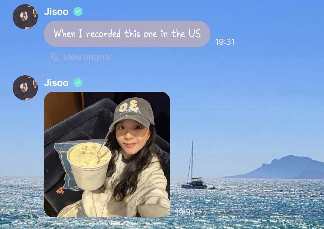 ForeverKimJisoo's tweet photo. 061926 JISOO APP update🐰

JISOO was looking for a photo to share and sent this one. Someone bought banana pudding, and she ate almost half of it, which gave her indigestion—but she still had to continue recording. 😭

She said that while looking through the photos, she wanted to eat it again.

She also said she would like to hold a "Guess What It Is" contest, where fans try to guess which song she was recording at that time.

Be the first to catch JISOO updates—subscribe now at https://t.co/2WSd5OorgP!💜