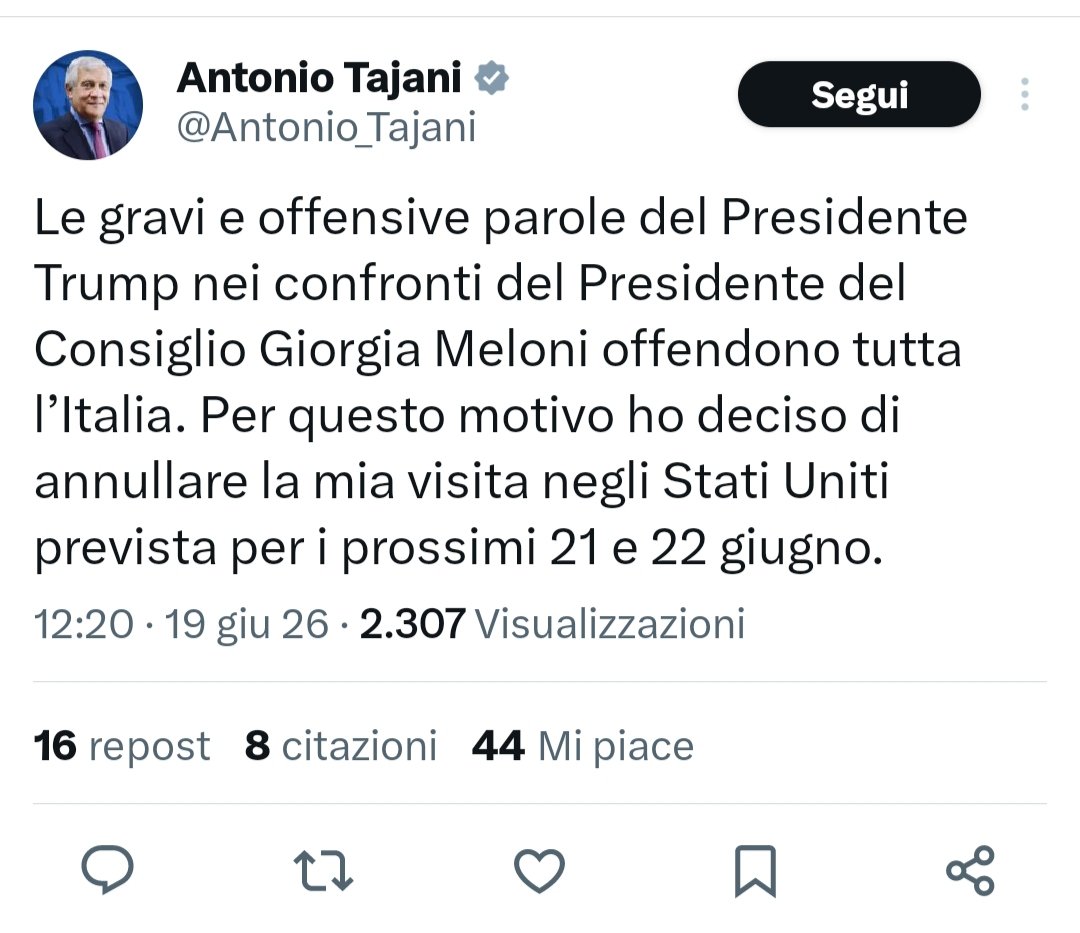 del_castel23596's tweet photo. #Trump
#Tajani
#sticazzi
#mecojoni
#Meloni
#DaPontieraAPortieraÈStatoUnAttimo https://t.co/Nx5TOGCMtf