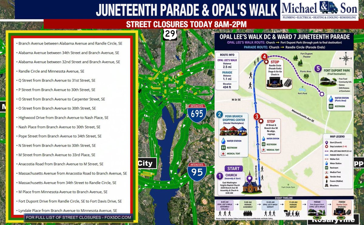 DcFox5Traffic's tweet photo. Several events this weekend in DC and with that comes a lot of street closures, as always use @Metrorailinfo to save time and enjoy the festivities! @fox5dc #GoodDayDC https://t.co/gF51aChFgD