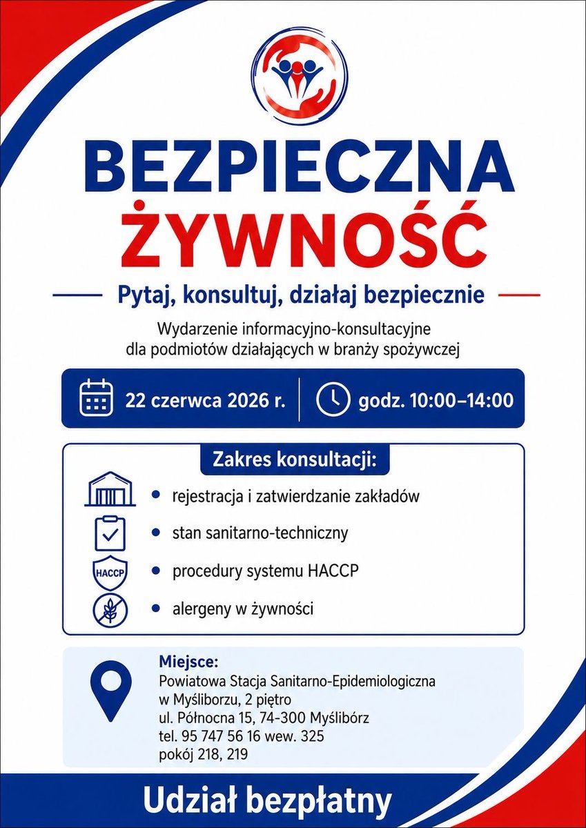 PSSEMysliborz's tweet photo. Zapraszamy wszystkich zainteresowanych na wydarzenie informacyjno-konsultacyjne pt.:
„Bezpieczna żywność. Pytaj, konsultuj, działaj bezpiecznie.”

Wydarzenie skierowane jest do wszystkich osób zainteresowanych tematyką bezpieczeństwa żywności. https://t.co/zV9DLHbTzG