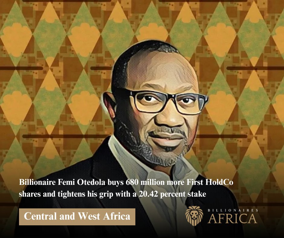 NineZeroClub's tweet photo. Femi Otedola has bought 680 million more First HoldCo shares, tightening his grip on Nigeria's oldest bank with a 20.42% combined stake.
https://t.co/4K4WES2OBF
#FemiOtedola #FirstHoldCo #Nigeria #NGX https://t.co/hI8h82hwHy
