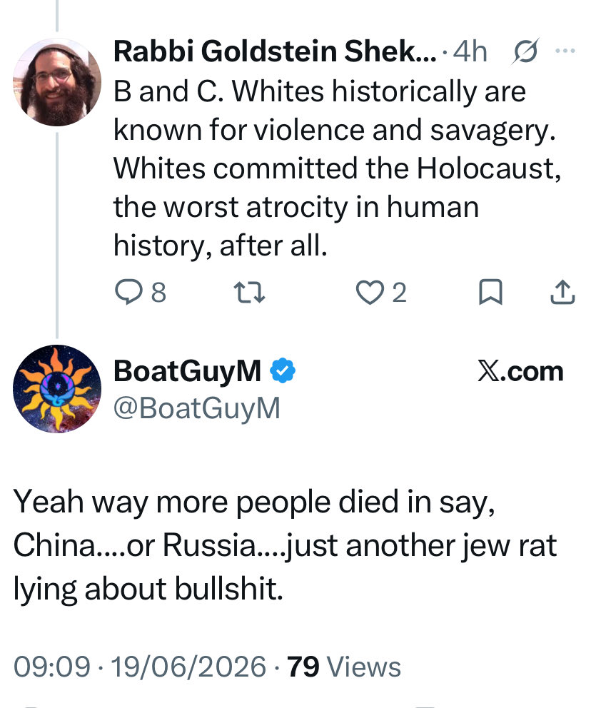 StillLioness's tweet photo. This muppet believes that a Rabbi called ‘Goldstein Shekelberg’, with ‘TheHolyTalmud’ as a handle, and a crazy TL is a real rabbi. 

Jew-haters truly are the stupidest creatures on earth. https://t.co/wd4wes0u8m