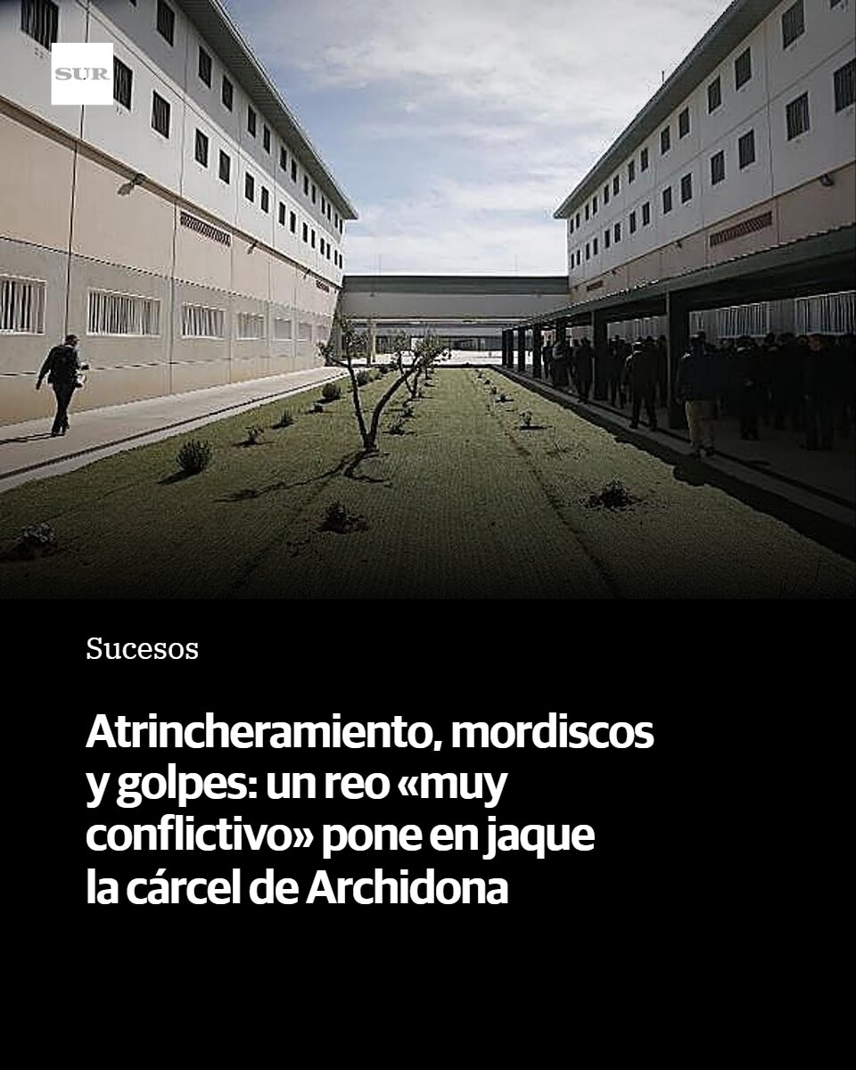 DiarioSUR's tweet photo. Atrincheramiento, mordiscos y golpes: un reo «muy conflictivo» pone en jaque la cárcel de Archidona. Dos funcionarios resultaron heridos y el sindicato TAMPM denuncia la falta de medios médicos y la «vulnerabilidad» de la plantilla. https://t.co/DHTlWNQV6k