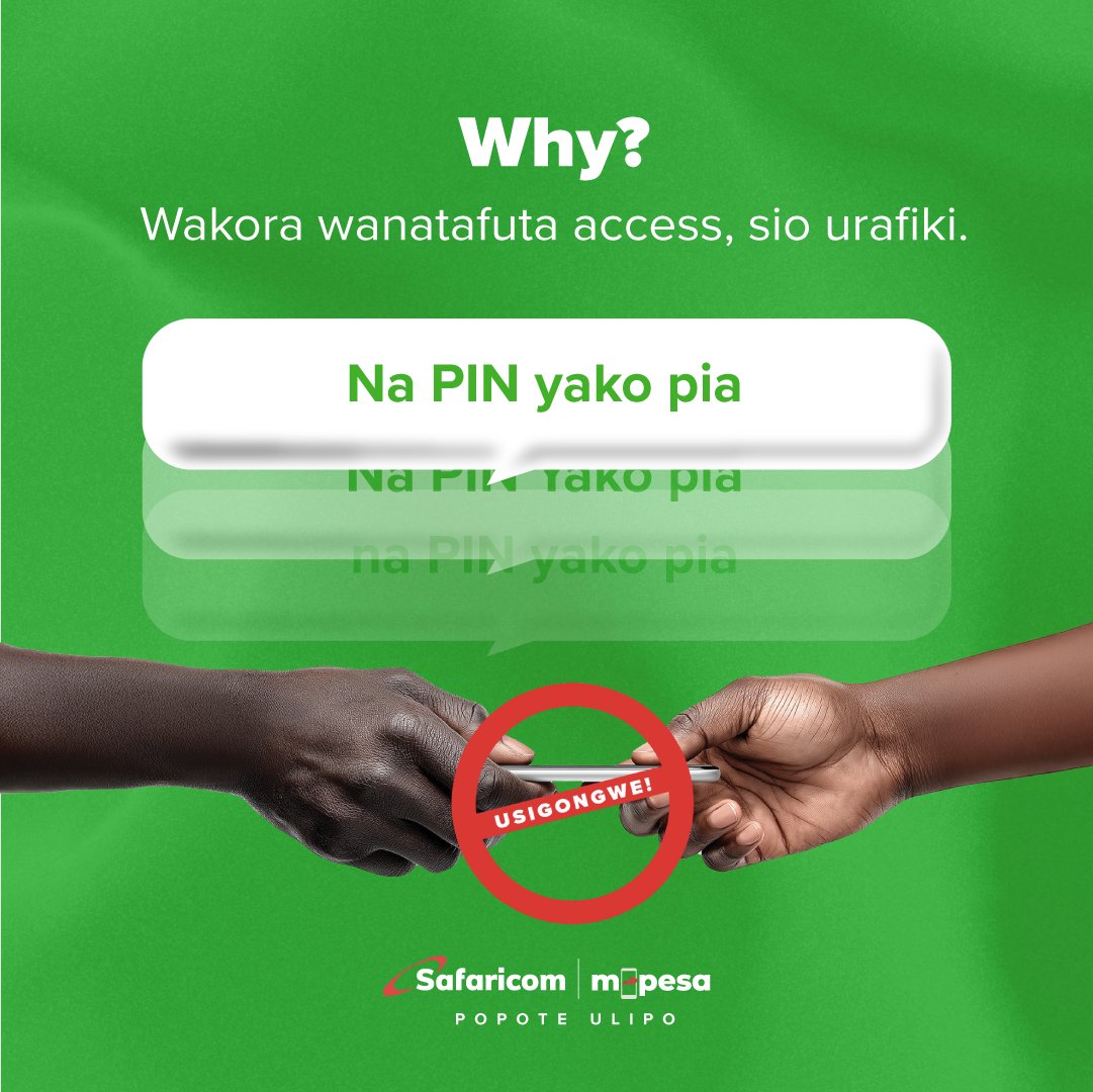 SafaricomPLC's tweet photo. Usipe mtu usiyemjua simu yako hata kama wanasema uwasaidie wa-make call. ​
Fraudsters use small excuses to get access to your phone.​
Kaa na simu yako/ Usipatiane simu yako. Kaa chonjo. #Jiulize​
Report suspicious activity via SMS 333 or  My OneApp. https://t.co/QsVButz5ZG