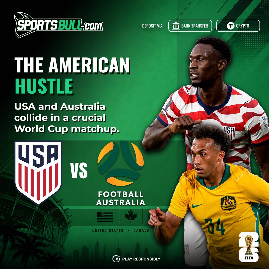 SportsBull_'s tweet photo. USA look to keep the momentum alive, but Australia won’t go down without a fight.

#sportsbull #sportstrading #fifa26 #fifaworldcup https://t.co/Yw1hg0C53Y
