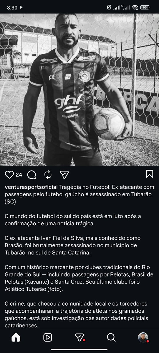 OzeasGaldinos's tweet photo. Meu vei, que notícia triste, esse cara me deu alegria em alguns poucos momentos do Santa Cruz na era infernal, descanse em paz Brasão 🖤🙏🏻 https://t.co/QsAOR86DWM