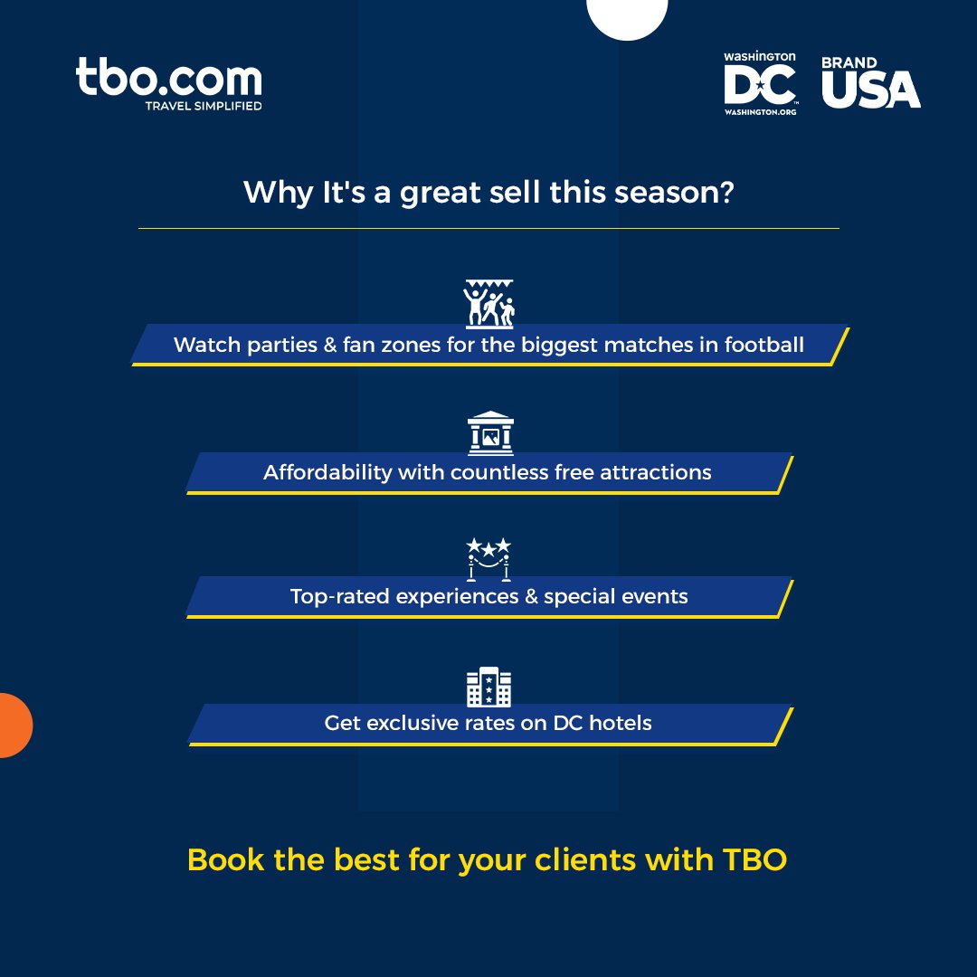 TBO_INDIA's tweet photo. Washington, DC is packed with big-match excitement, iconic attractions &amp; vibrant city moments this season.

Start booking now!
https://t.co/5cOIoyjQjQ

#WashingtonDC #DestinationDC #TBO #TravelAgents #ExploreWashingtonDC https://t.co/3yVHF6iPay