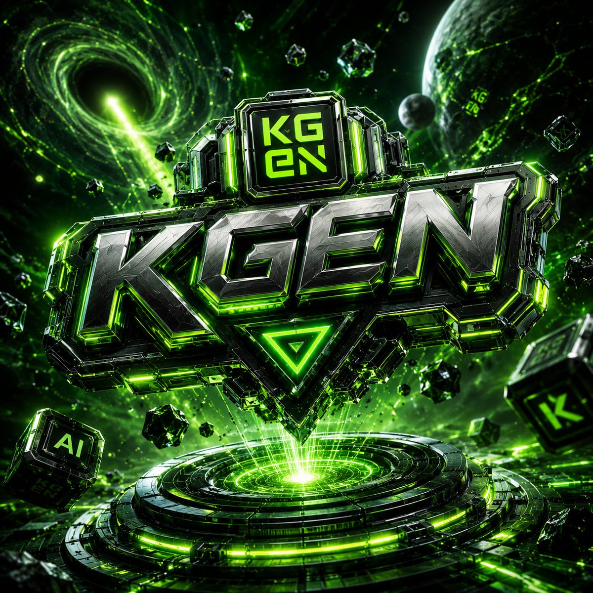 Axelor_0's tweet photo. 🌌 概念：KGeN 宇宙的起源引擎

这幅作品将 KGeN Logo 重新构想为一个充满生命力的数字文明，而非一个静态符号。金属质感的 3D Logo 从未来感十足的能量核心中升起，象征着游戏、创作者经济与 AI 技术在此汇聚，共同孕育出一个全新的数字宇宙。

@KGeN_CN @KGeN_IO https://t.co/aIB8WlwmrK