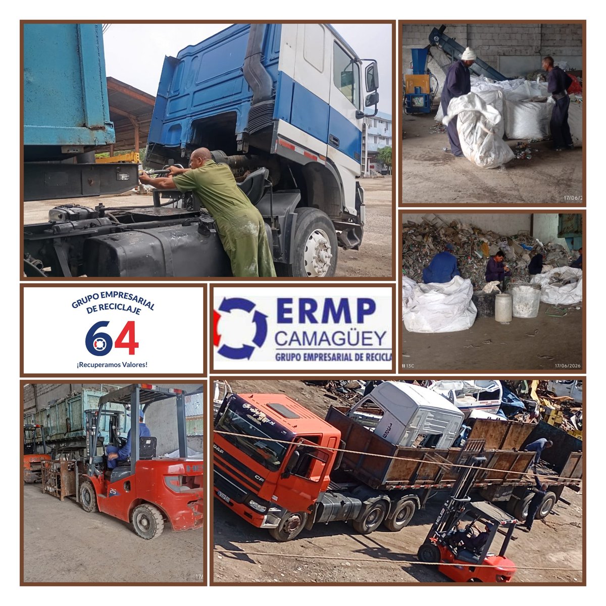 ERMPCamaguey's tweet photo. A pesar de las dificultades energéticas por las que atraviesa nuestro país, los recuperadores agramontinos aprovechan su jornada laboral  en el mantenimiento y reparación de la técnica, cómo en la clasificación de productos  para su posterior procesamiento y comercialización. https://t.co/d0NrQzOMbQ
