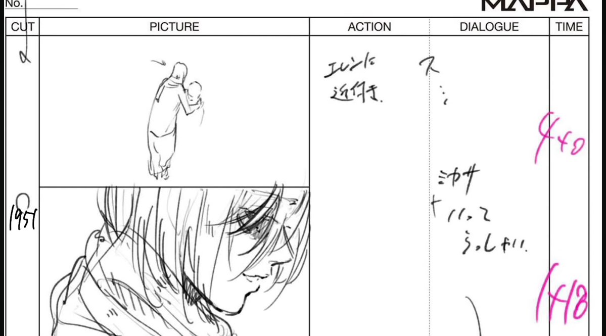 Aot6262's tweet photo. Storyboard drawn by Hayashi of the "See you later" scene ! https://t.co/sXC1ObcSPP